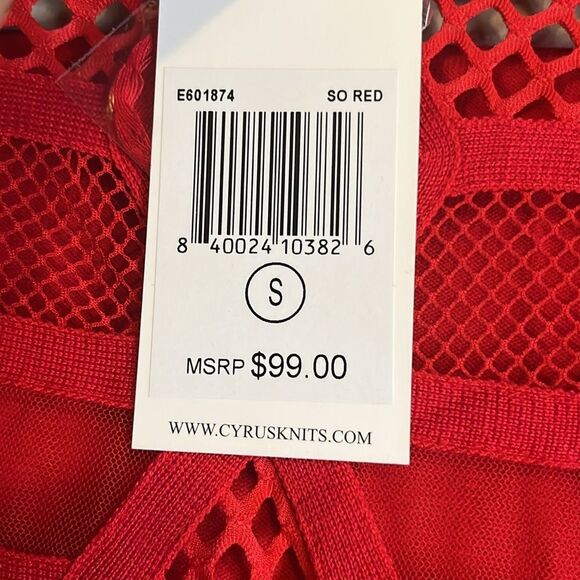 NWT CYRUS KNITS CUTOUT KNIT & Mesh Snowflake Front, Longsleeve Sweater S - Picture 7 of 9